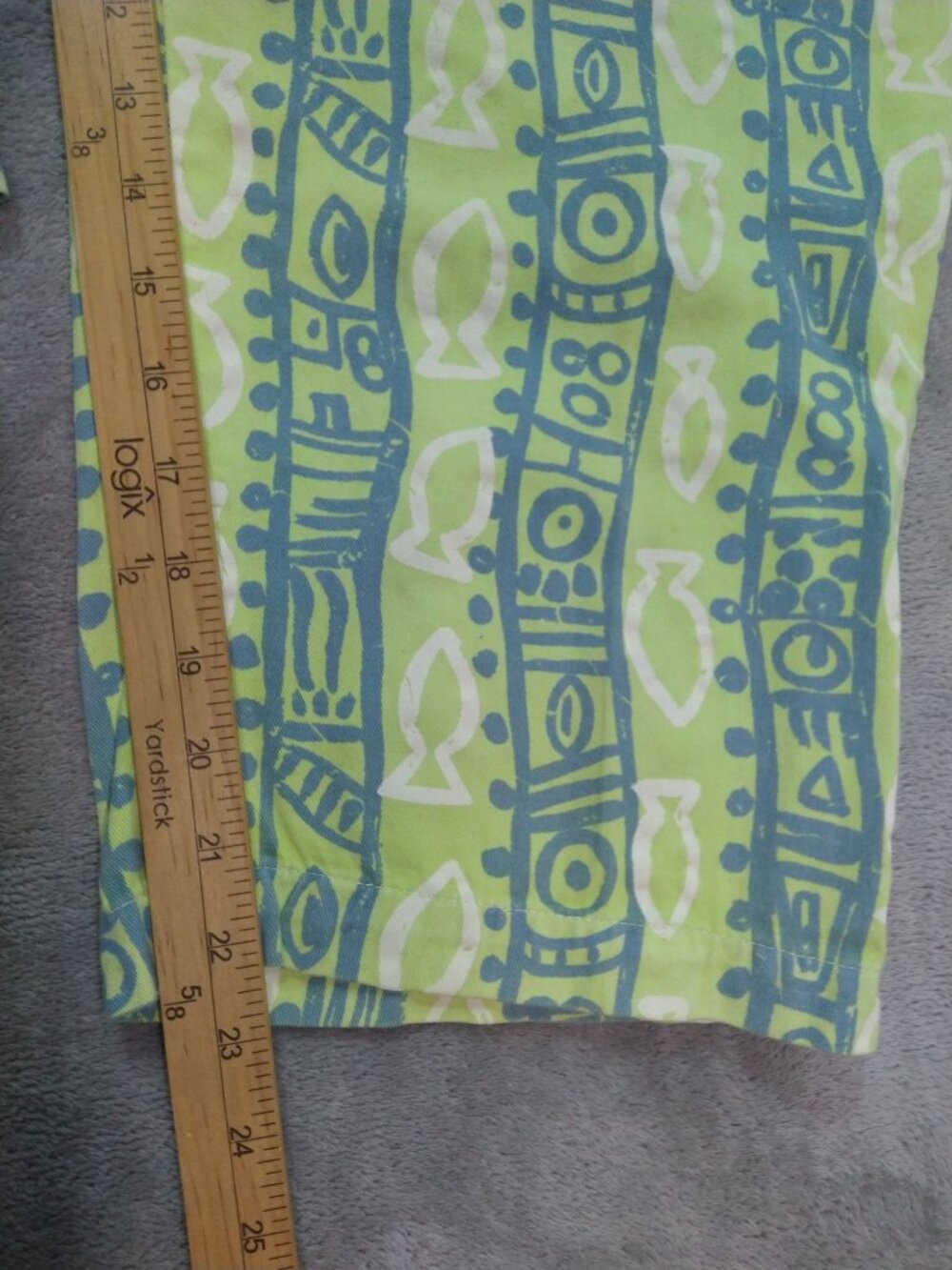 iCantoo Pants Womens XL Green Striped Cotton High Rise Crop Vintage Made in USA - Picture 5 of 9